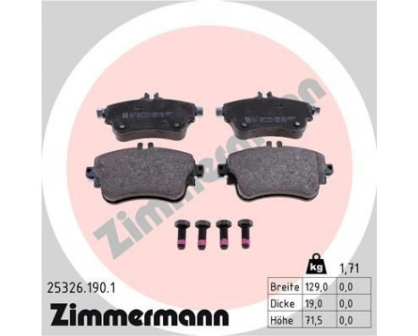 Brake Pad Set, disc brake 25326.190.1 Zimmermann, Image 2