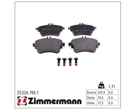 Brake Pad Set, disc brake 25326.190.1 Zimmermann, Image 2