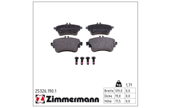 Brake Pad Set, disc brake 25326.190.1 Zimmermann, Image 2