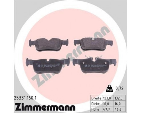 Brake Pad Set, disc brake 25331.160.1 Zimmermann, Image 2