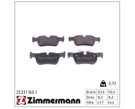 Brake Pad Set, disc brake 25331.160.1 Zimmermann, Image 2