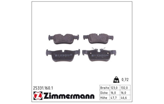 Brake Pad Set, disc brake 25331.160.1 Zimmermann, Image 2