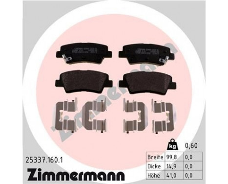 Brake Pad Set, disc brake 25337.160.1 Zimmermann, Image 2