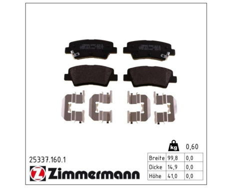 Brake Pad Set, disc brake 25337.160.1 Zimmermann, Image 2