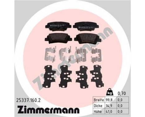 Brake Pad Set, disc brake 25337.160.2 Zimmermann, Image 2