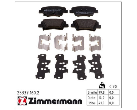 Brake Pad Set, disc brake 25337.160.2 Zimmermann, Image 2