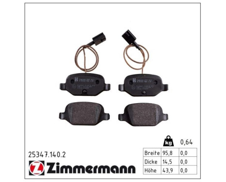 Brake Pad Set, disc brake 25347.140.2 Zimmermann, Image 2