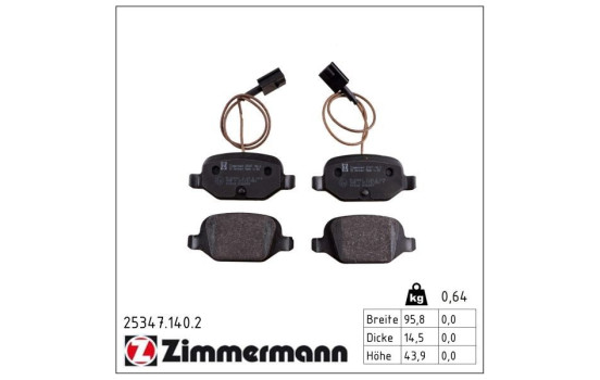 Brake Pad Set, disc brake 25347.140.2 Zimmermann, Image 2