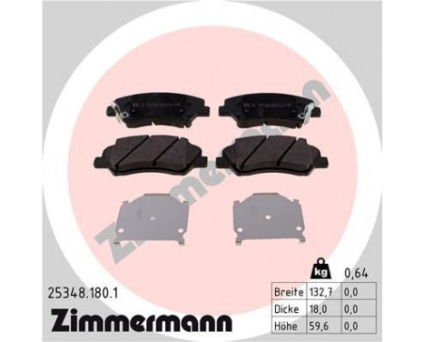 Brake Pad Set, disc brake 25348.180.1 Zimmermann, Image 2