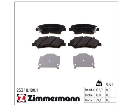 Brake Pad Set, disc brake 25348.180.1 Zimmermann, Image 2