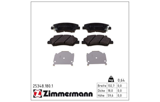 Brake Pad Set, disc brake 25348.180.1 Zimmermann, Image 2