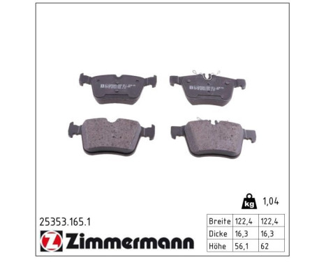 Brake Pad Set, disc brake 25353.165.1 Zimmermann, Image 2