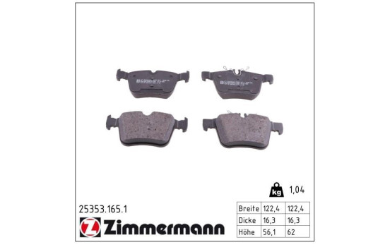 Brake Pad Set, disc brake 25353.165.1 Zimmermann, Image 2