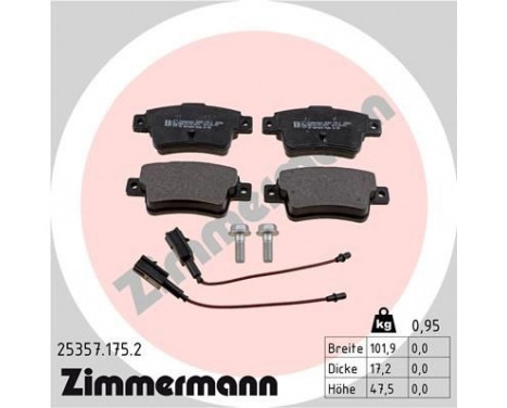 Brake Pad Set, disc brake 25357.175.2 Zimmermann, Image 2