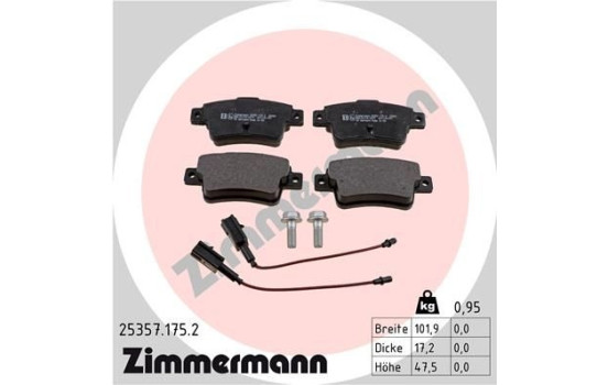 Brake Pad Set, disc brake 25357.175.2 Zimmermann, Image 2