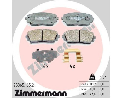 Brake pad set, disc brake 25365.165.2 Zimmermann