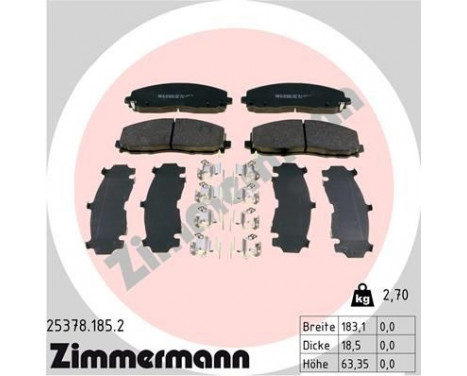 Brake Pad Set, disc brake 25378.185.2 Zimmermann, Image 2