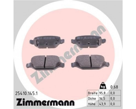 Brake Pad Set, disc brake 25410.145.1 Zimmermann, Image 2