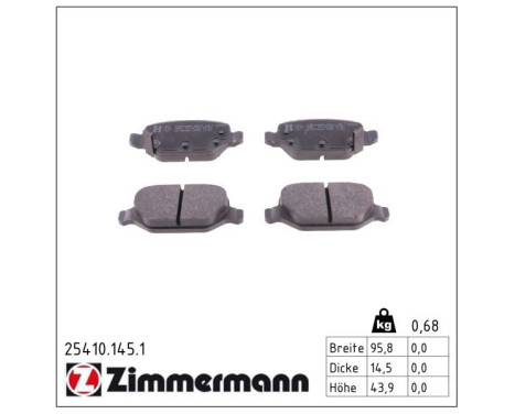 Brake Pad Set, disc brake 25410.145.1 Zimmermann, Image 2
