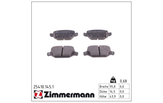 Brake Pad Set, disc brake 25410.145.1 Zimmermann, Image 2