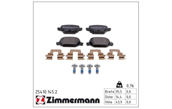 Brake Pad Set, disc brake 25410.145.2 Zimmermann, Image 2