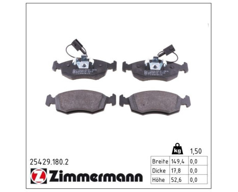 Brake Pad Set, disc brake 25429.180.2 Zimmermann, Image 2