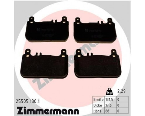 Brake Pad Set, disc brake 25505.180.1 Zimmermann