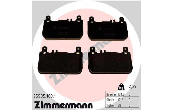 Brake Pad Set, disc brake 25505.180.1 Zimmermann