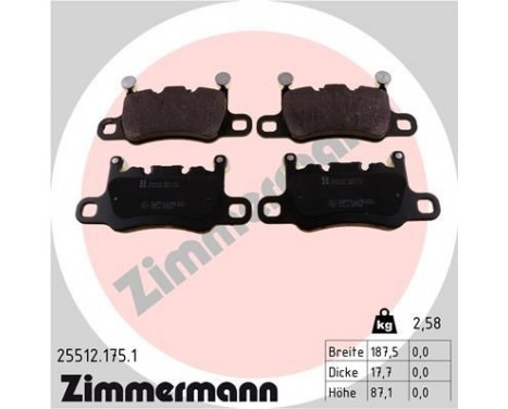 Brake Pad Set, disc brake 25512.175.1 Zimmermann