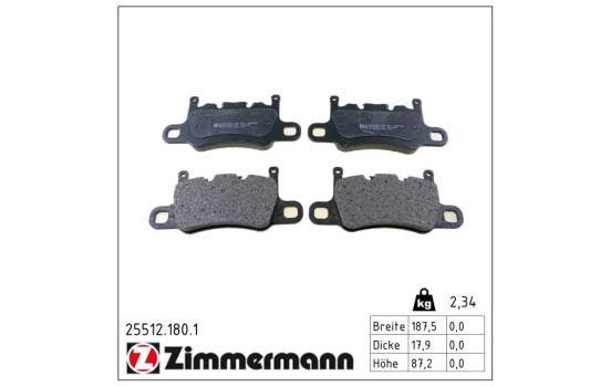 Brake Pad Set, disc brake 25512.180.1 Zimmermann