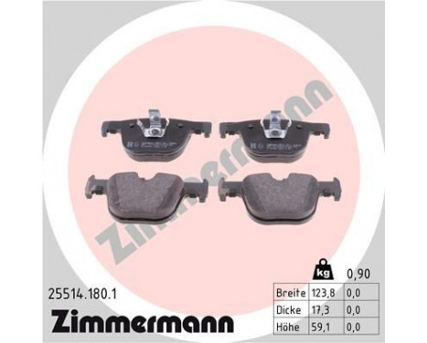 Brake Pad Set, disc brake 25514.180.1 Zimmermann, Image 2