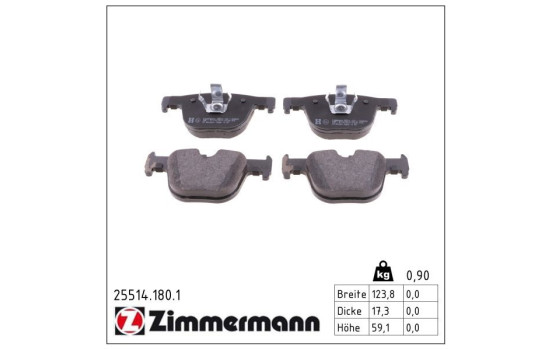 Brake Pad Set, disc brake 25514.180.1 Zimmermann, Image 2
