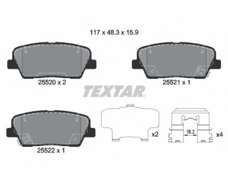 Brake Pad Set, disc brake 2552001 Textar