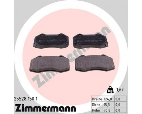 Brake Pad Set, disc brake 25528.150.1 Zimmermann, Image 2