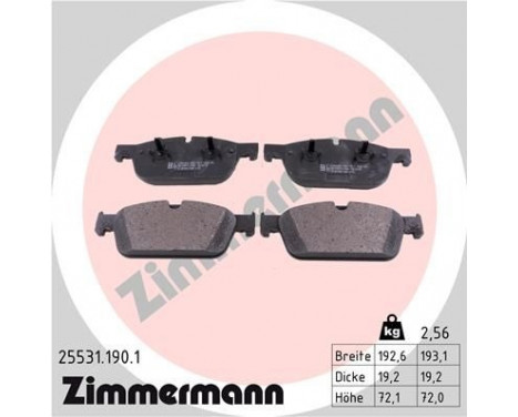 Brake Pad Set, disc brake 25531.190.1 Zimmermann, Image 2