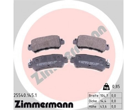 Brake Pad Set, disc brake 25540.145.1 Zimmermann, Image 2