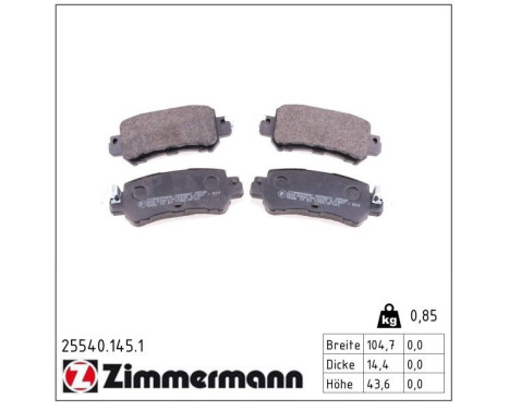 Brake Pad Set, disc brake 25540.145.1 Zimmermann, Image 2