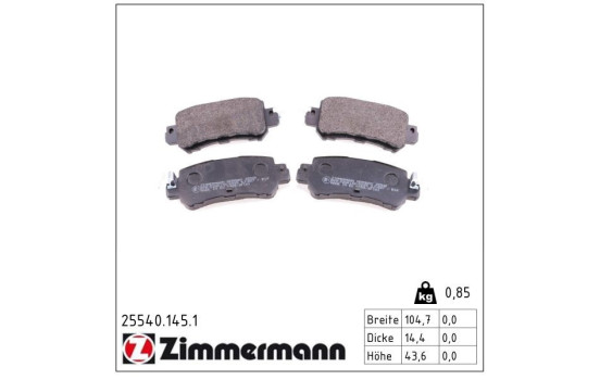 Brake Pad Set, disc brake 25540.145.1 Zimmermann, Image 2