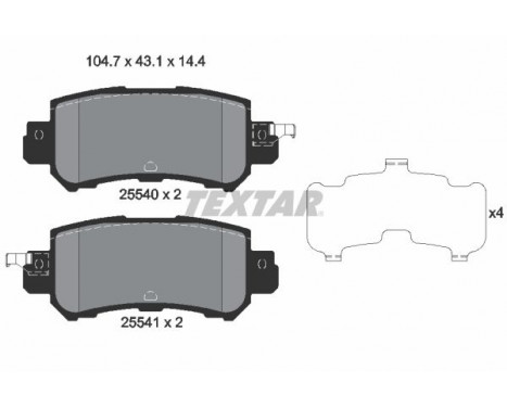 Brake Pad Set, disc brake 2554001 Textar