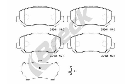 Brake pad set, disc brake 25564 00 701 00 Breck
