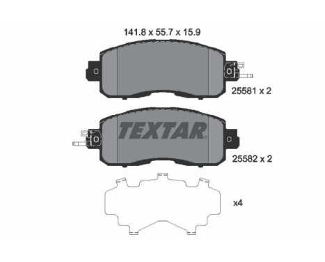 Brake pad set, disc brake 2558101 Textar