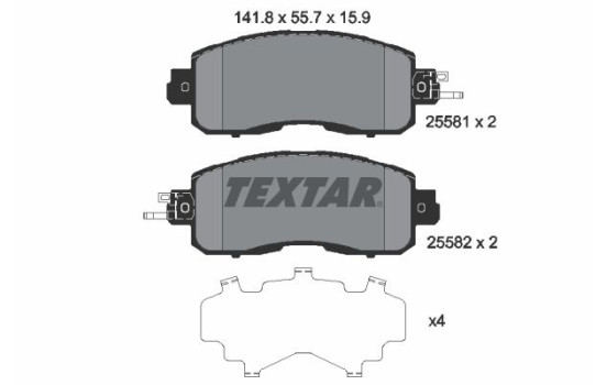 Brake pad set, disc brake 2558101 Textar