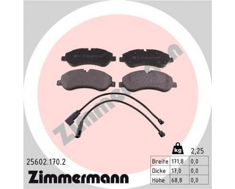 Brake Pad Set, disc brake 25602.170.2 Zimmermann, Image 2