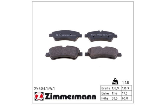 Brake Pad Set, disc brake 25603.175.1 Zimmermann, Image 2