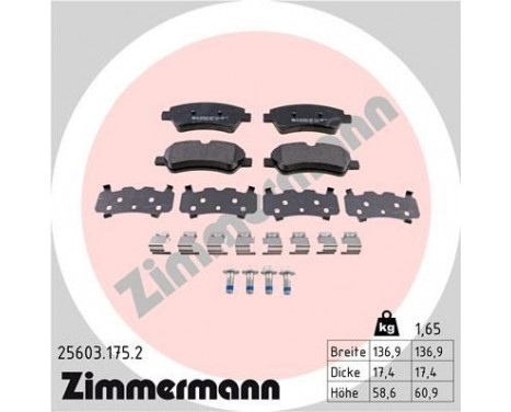 Brake Pad Set, disc brake 25603.175.2 Zimmermann, Image 2