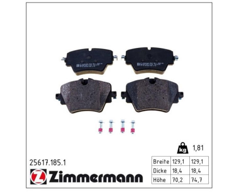 Brake Pad Set, disc brake 25617.185.1 Zimmermann, Image 2