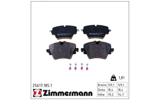 Brake Pad Set, disc brake 25617.185.1 Zimmermann, Image 2