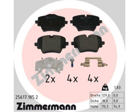Brake pad set, disc brake 25617.185.2 Zimmermann