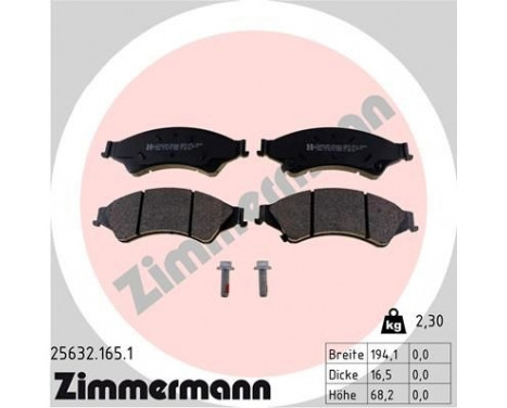 Brake Pad Set, disc brake 25632.165.1 Zimmermann, Image 2