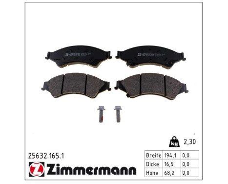 Brake Pad Set, disc brake 25632.165.1 Zimmermann, Image 2